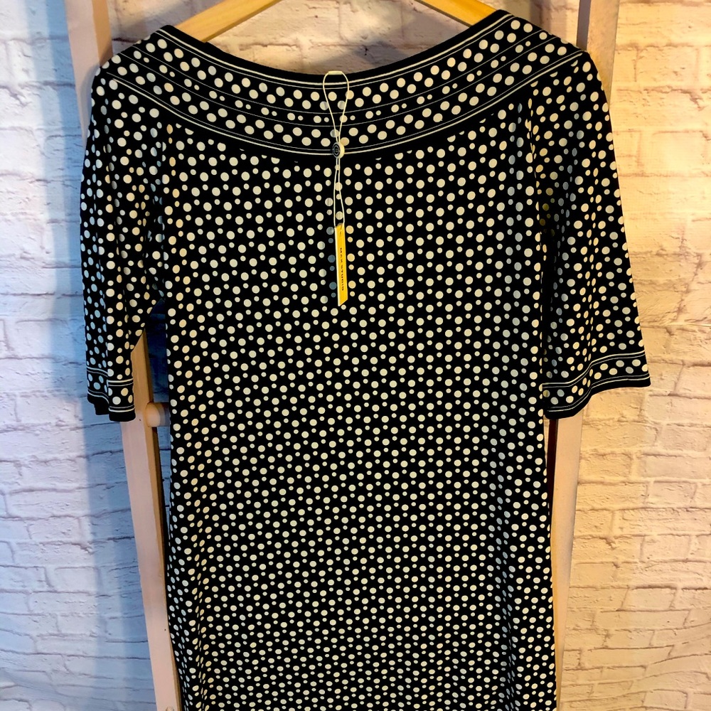 Max Studio Polka Dot Boat Neck Shift Dress - Picture 1 of 8